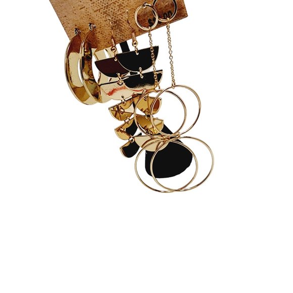 3 Pair True Craft Earrings - NWT - Hoops, Half Circle & Double Circles Gold Tone - Picture 4 of 9